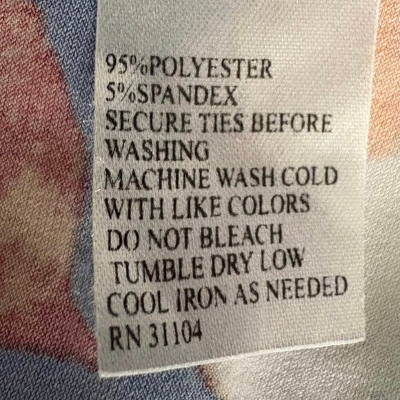 Cynthia Rowley Striped Floral Tie-Back Blouse Top Women’s Size Large Scoop Neck - Picture 6 of 6